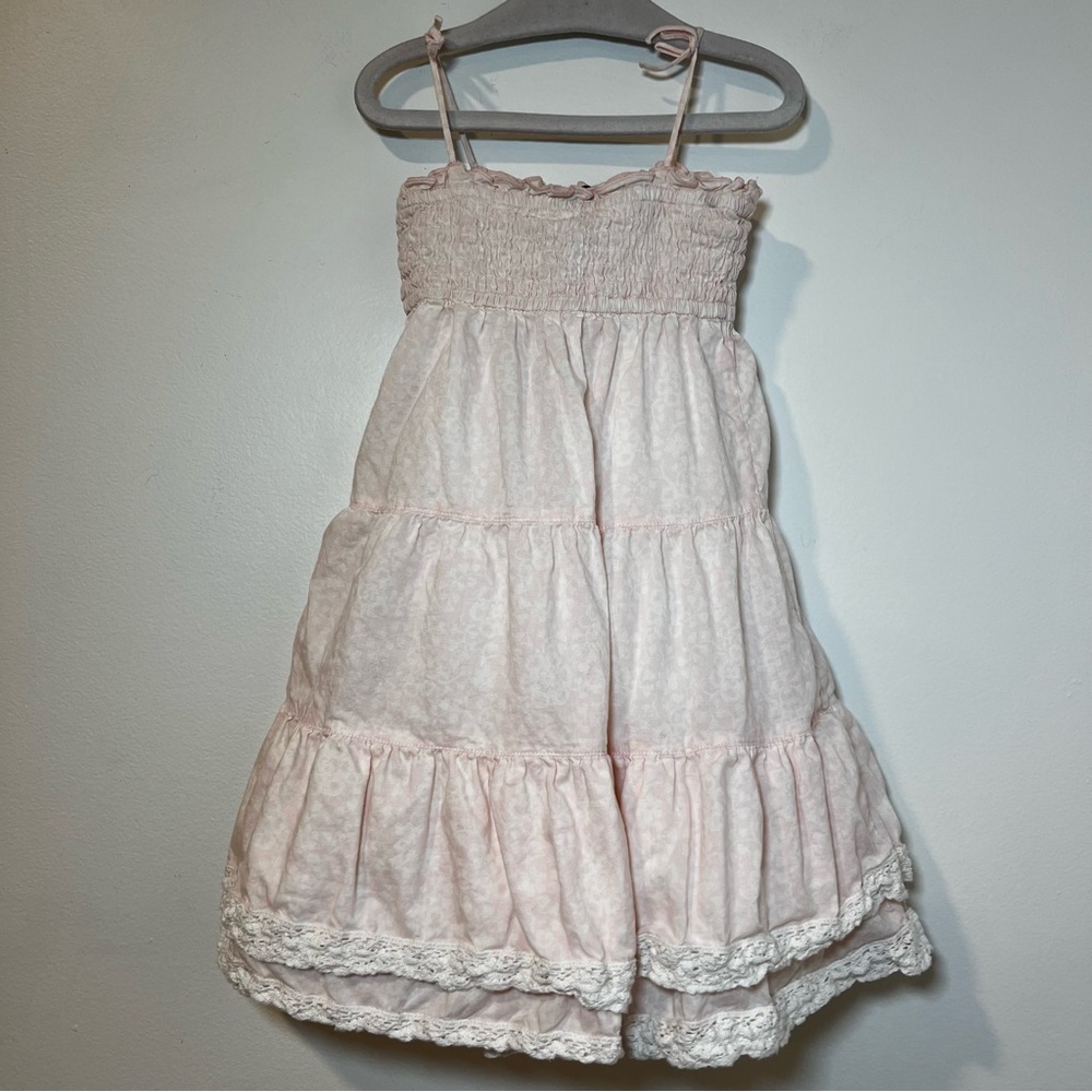 Baby Gap Pink Tiered Lace Dress 12-18M Smocked Spaghetti Straps